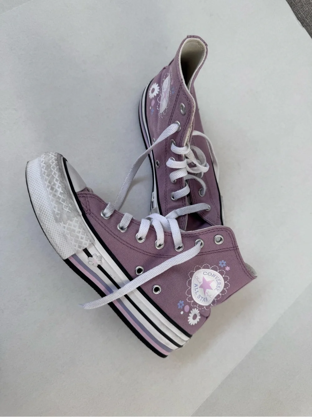 Kids Lavender High-Top Converse Sneakers 2.5